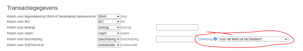 Nieuw veld plaatsing bij importeren CSV voor de vaste beschrijving